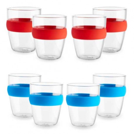 סט כוסות עם חבק סיליקון צבעוני