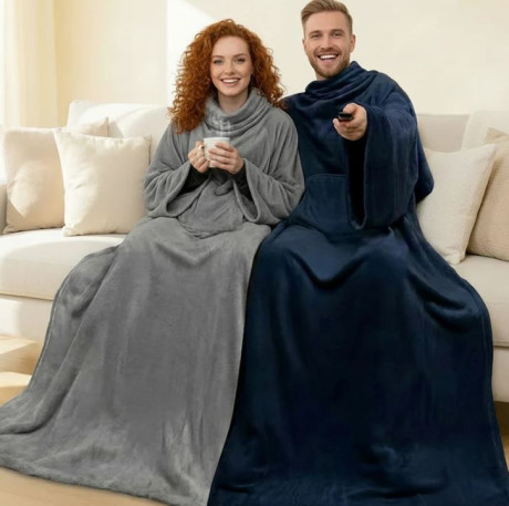 שמיכת טלוויזיה מפנקת עם שרוולים המעניקה חופש תנועה