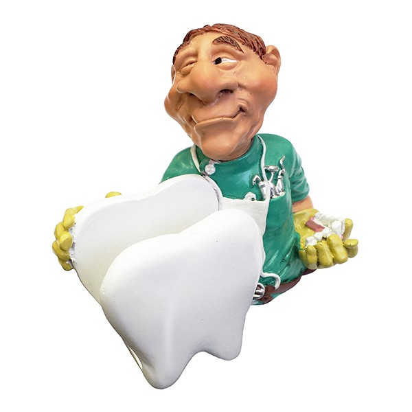 מעמד פסל רופא שיניים עם מעמ לכרטיסי ביקור בצורת שן