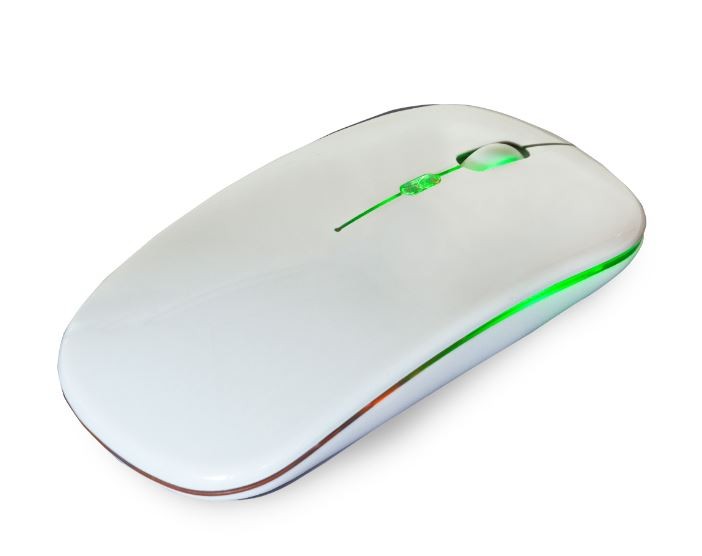 עכבר מחשב אופטי אלחוטי שטוח מעוצב נטען עם תאורת לד לבן