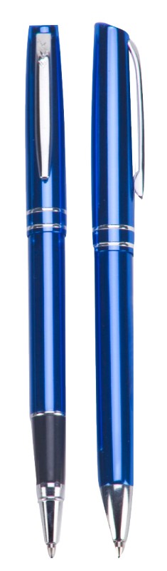 סט עטים רולר וכדורי ממתכת כחול